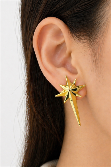 Altın Renk Kuzey Yıldız Figürlü Küpe (Çift)