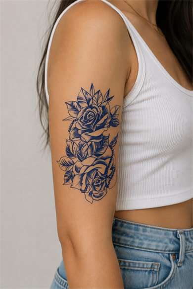 Çiçek Sonradan Kararan Yarı Kalıcı Geçici Dövme Tattoo