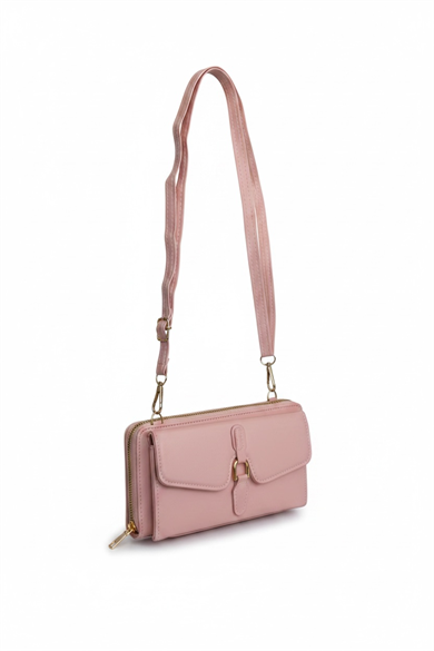 Pudra Pembe Renk Deri Kadın Çanta/Cüzdan