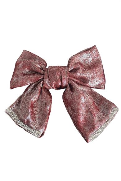 Bordo Renk Kurdele Figürlü Taş Detaylı Otomat Toka