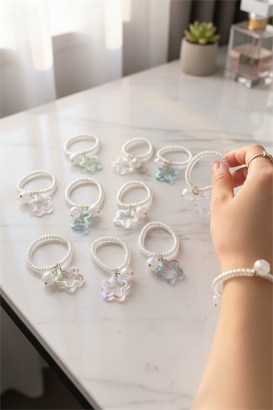 12li Karışık Renk Yıldız Figürlü Helezon Toka Set