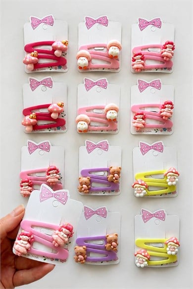 12li Karışık Renk Yan Toka Set