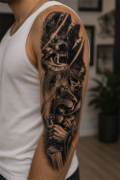Aslan Kol Dövme Geçici Tattoo