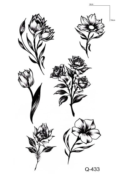 Çoklu Çiçek Mini Dövme Geçici Tattoo