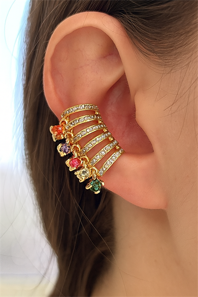 Altın Renk Taş Detaylı YSX Ear Cuff (Tek)
