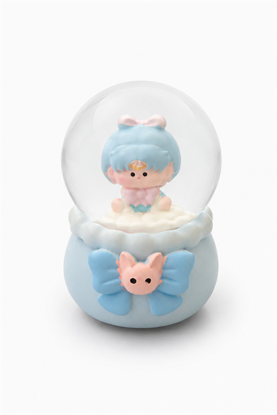 Mavi Renk Kız Figürlü Işıklı Mini Küre