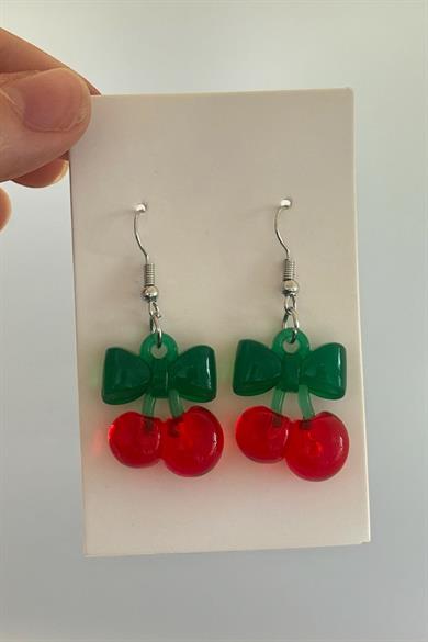 Karışık Renk Kiraz Figürlü Çocuk Küpe (Çift)