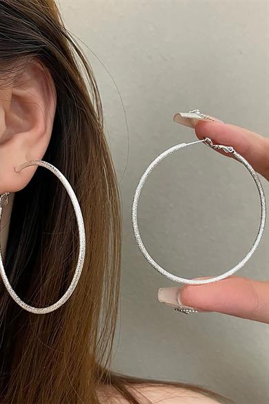 Gümüş Renk Halka Küpe (Çift)