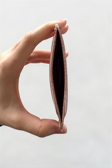 Pudra Renk Deri Kadın Cüzdan/ Kartlık