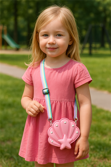 Pembe Renk Deniz Kabuğu Figürlü Çocuk Çanta