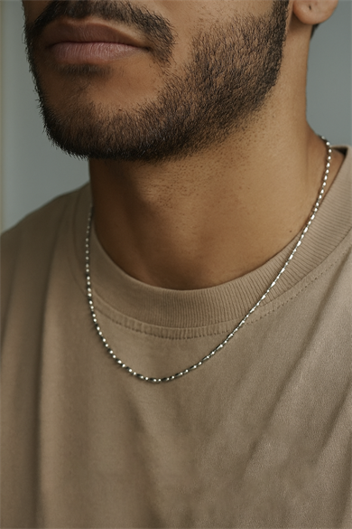 Gümüş Renk Erkek Çelik Kolye 