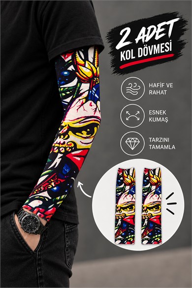Karışık Renk Ve Desenli Giyilebilir Dövme Sleve (Çift)