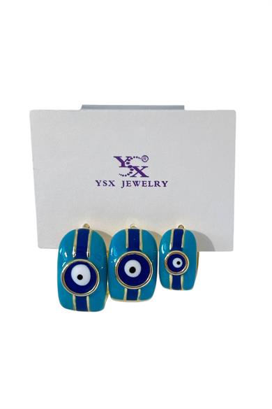 Altın Renk Nazar Boncuk Figürlü 3lü YSX Küpe Set
