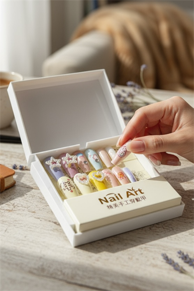 12li Karışık Renk İnci Detaylı Takma Tırnak Set (Yapıştırıcılı)