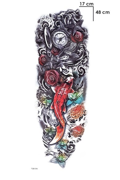 Balık Ve Saat Kol Dövme Geçici Tattoo