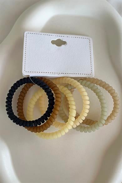 6lı Karışık Renk Helezon Lastik Toka
