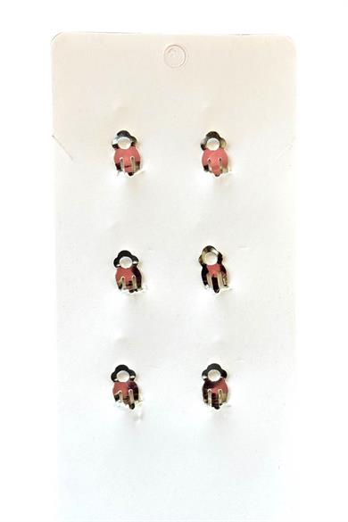 6lı Karışık Renk Ve Figürlü Deliksiz Çocuk Küpe Set