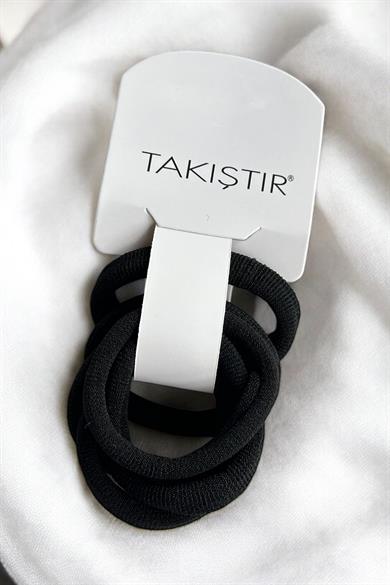 6lı Siyah Renk Lastik Toka