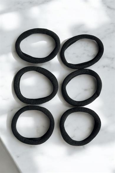 6lı Siyah Renk Lastik Toka