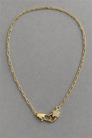 Altın Renk Yıldız Figürlü Taş Detaylı 14K Altın Kaplama Kolye