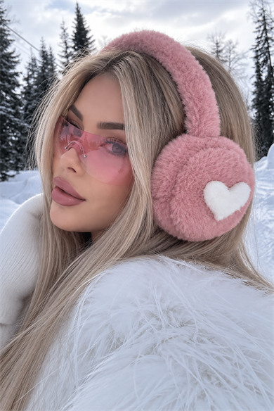 Koyu Pembe Renk Kalp Figürlü Peluş Kulaklık
