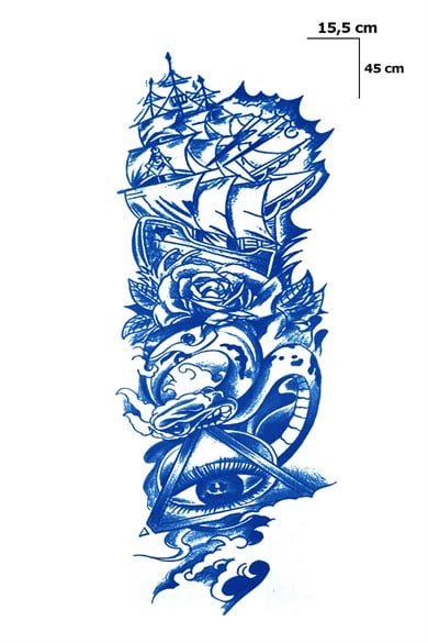 Gemi Figürlü Sonradan Kararan Yarı Kalıcı Geçici Dövme Tattoo