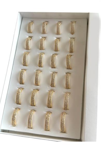 24lü Altın Renk Taş Detaylı Yüzük Set