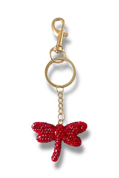 Altın Renk Yusufçuk Figürlü Taş Detaylı Çanta Charm/ Anahtarlık