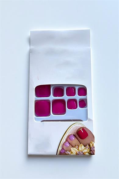 12li Fuşya Renk Ayak Takma Tırnak