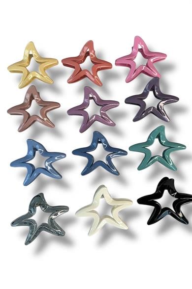 12li Karışık Renk Yıldız Figürlü Mandal Toka Set