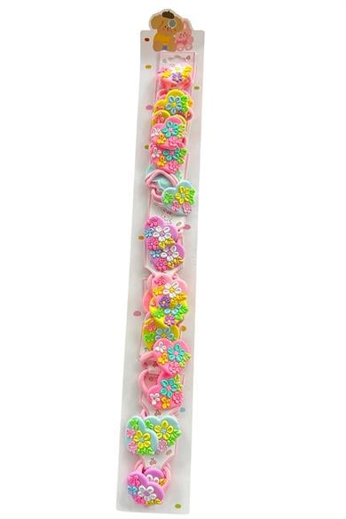 Karışık Renk Çiçek Ve Kalp Figürlü Çocuk Lastik Toka Set
