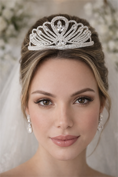 Zirkon Taşlı Gelin/Kına/Nişan/Söz Tasarım Taç