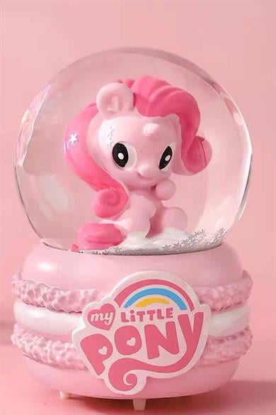 Pembe Renk Unicorn Figürlü Orta Boy Işıklı Kar Küresi