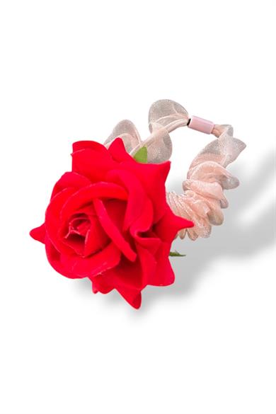 Kırmızı Renk Gül Figürlü Lastik Toka