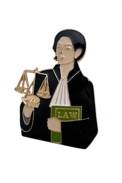 Karışık Renk Avukat/Hakim Figürlü Broş