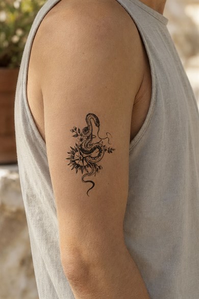 Yılan Pusula Geçici Dövme Tattoo