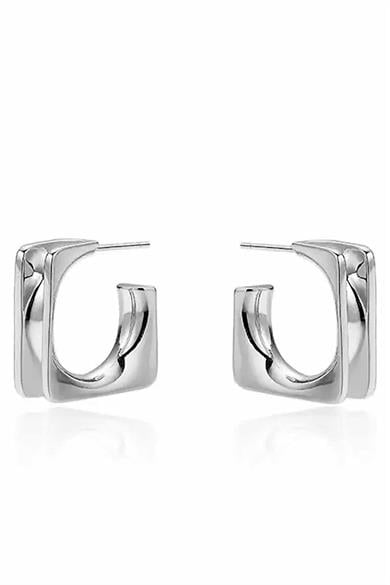 Gümüş Renk Kare Küpe (Çift)