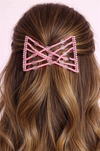 Pembe Renk Yaprak Figürlü Tel Tarak Toka