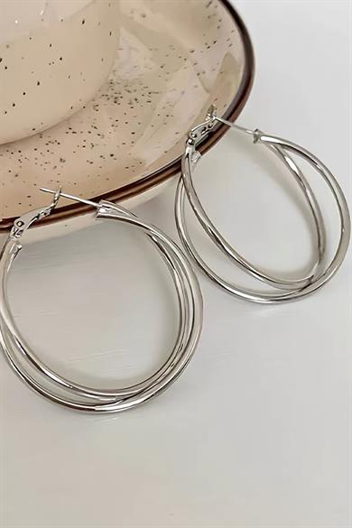 Gümüş Renk Halka Küpe (Çift)