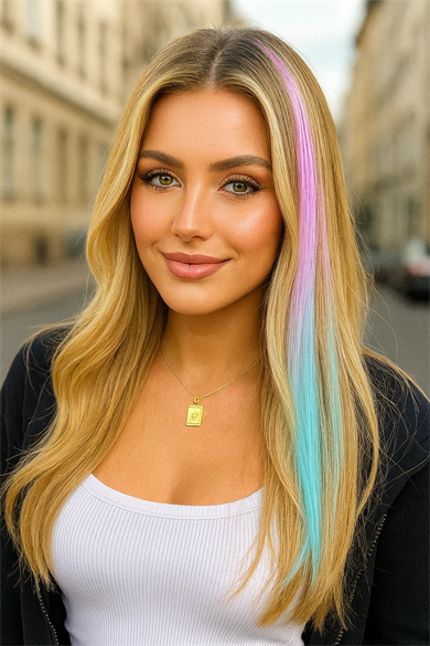 Yan Çıt Çıt Postiş / 2 Renk Ombre / 50 Cm