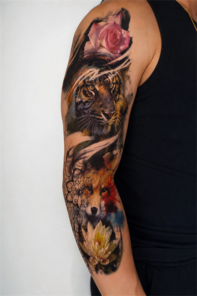 Aslan Ve Tilki Geçici Dövme Tattoo