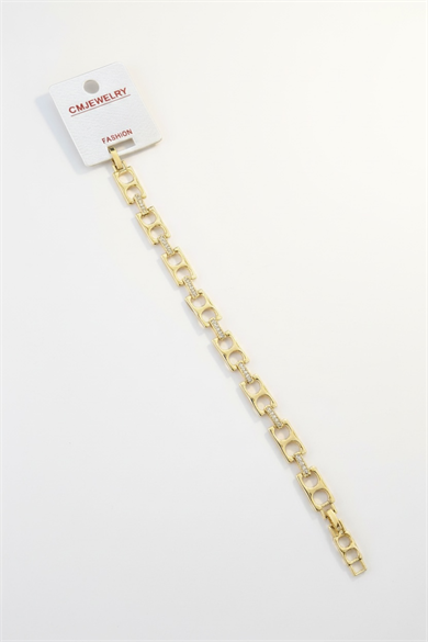 Altın Renk Taş Detaylı 14K Altın Kaplama CM Bileklik