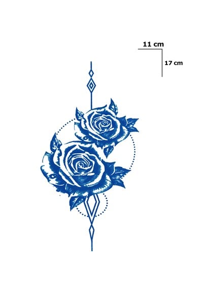 İkili Gül Sonradan Kararan Yarı Kalıcı Geçici Dövme Tattoo