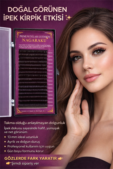 Saf İpek Kirpik 0.07 D Kıvrım 13 Mm