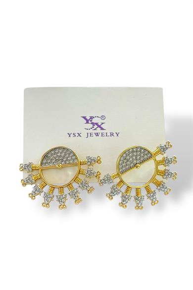 Altın Renk Taş Detaylı YSX Küpe (Çift)