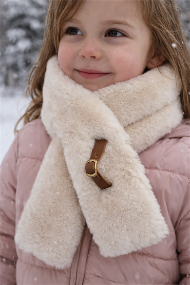 Bej Renk Çocuk Peluş Atkı