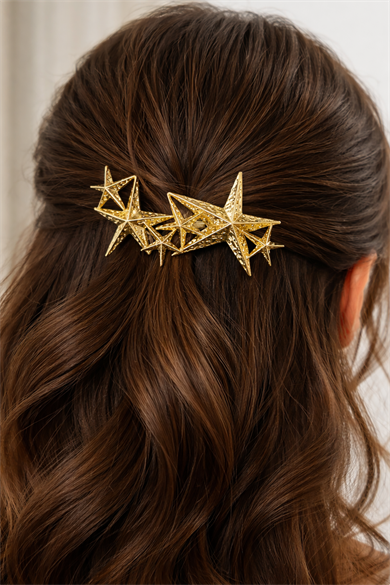 Altın Renk Yıldız Figürlü Metal Otomat Toka