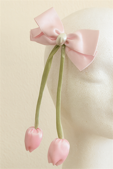 Yeşil Ve Pembe Renk Lale Figürlü Otomat Toka