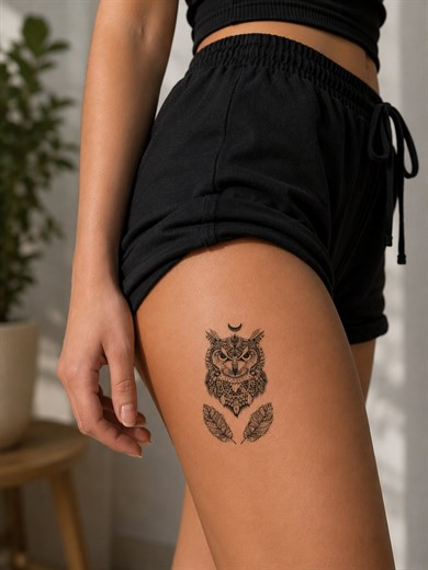 Baykuş Mini Dövme Geçici Tattoo