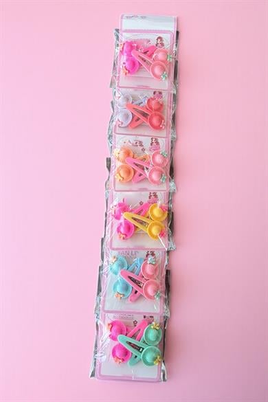 6lı Karışık Renk Şapka Figürlü Yan Toka Set 